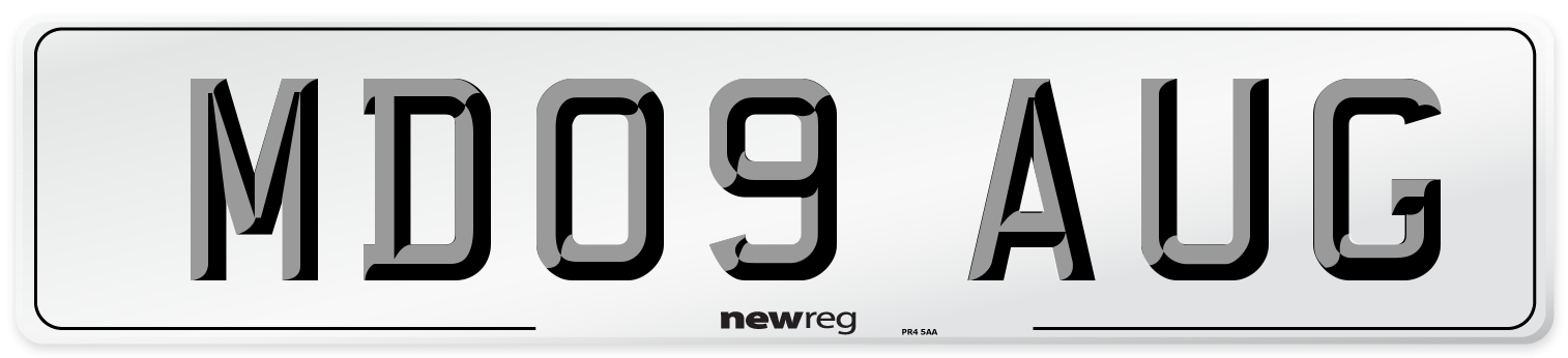MD09 AUG Number Plate from New Reg